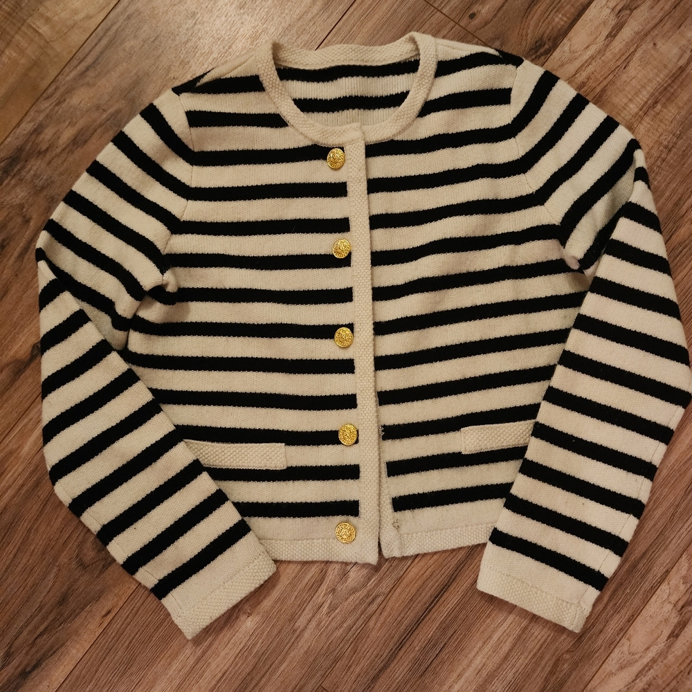 goelia striped woolen cardigan small